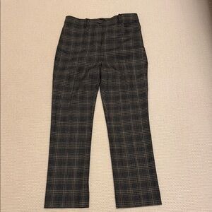 Theory Women's Charcoal Wool Plaid Dress Pants Size 8